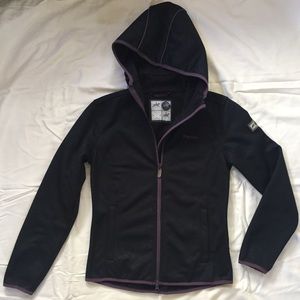 Black Hooded Zip Jacket with Purple Trim - Pikeur